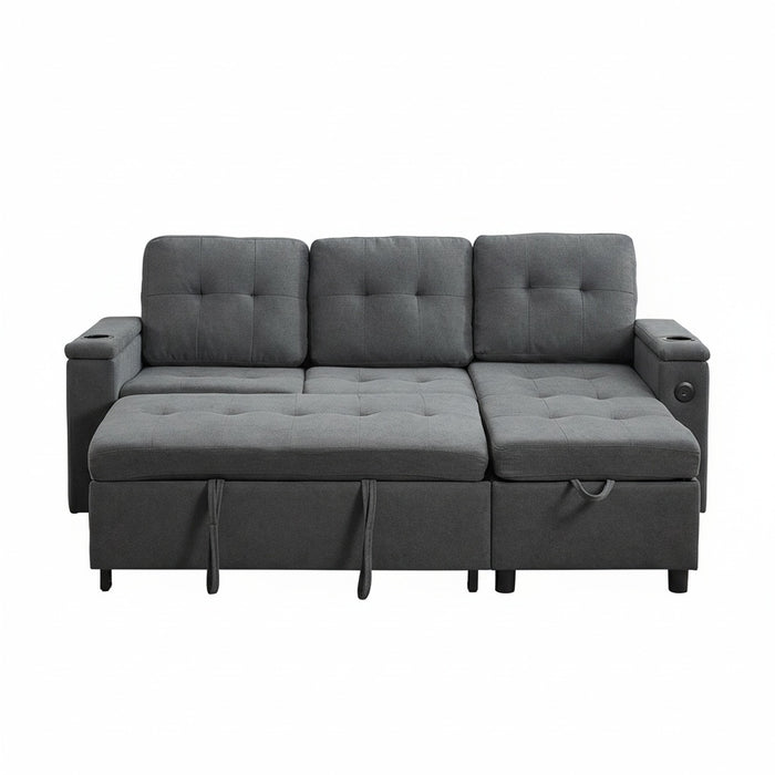 Divano angolare - Xylo - 208x146cm letto 3 posti grigio