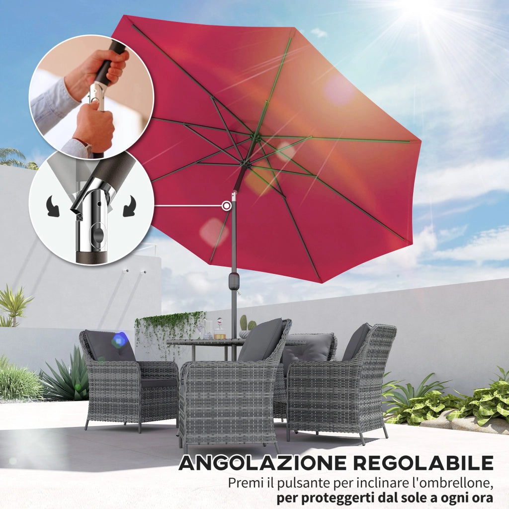 Ombrellone da Giardino Inclinabile 3x2.5 m ¨C zephmum ¨C Metallo Poliestere Rosso Scuro