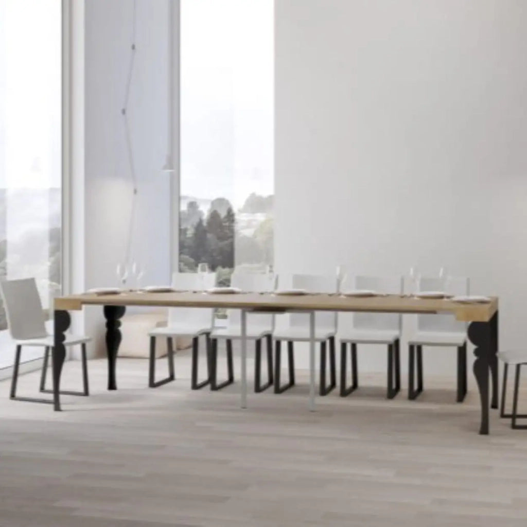 Consolle allungabile 90x40/300 cm Paxon quercia natura gambe antracite