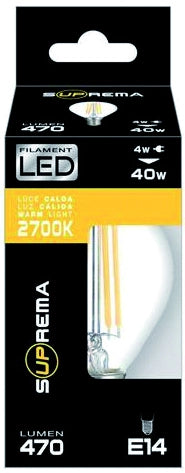 Suprema LAMPADA A FILAMENTO LED SFERETTA E14 Luce naturale 7 W - 806 lumen 6.00 pz