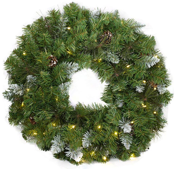 Corona di Natale Artificiale 162 Aghi 50 LED Verde