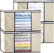 Cassa di archiviazione con coperchio di alta capacità - Maniglia rinforzata - Adatto come scatola per traslochi e organizzatore di abbigliamento - Asciugamani per letto - Lenzuola - Abbigliamento - Armadio