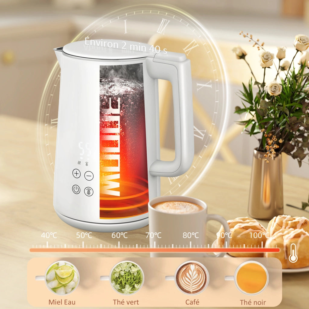 Bollitore e Tostapane ¨C zephmum ¨C Inox 1.5L 2200W Tostapane 2 Fette Crema