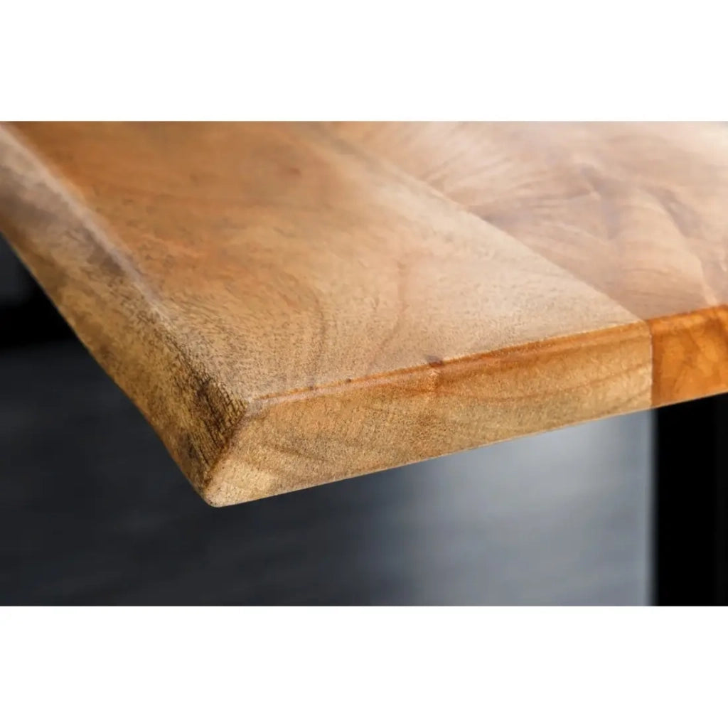 Scrivania elettrica di alta gamma ARKAYA 120 cm in legno massiccio di acacia con bordo naturale - Regolabile in altezza