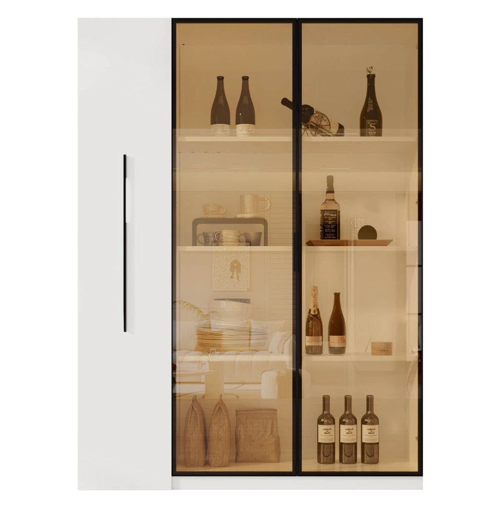 Vetrina LED in MDF con vano laterale, 110,5 × 35 × 160 cm