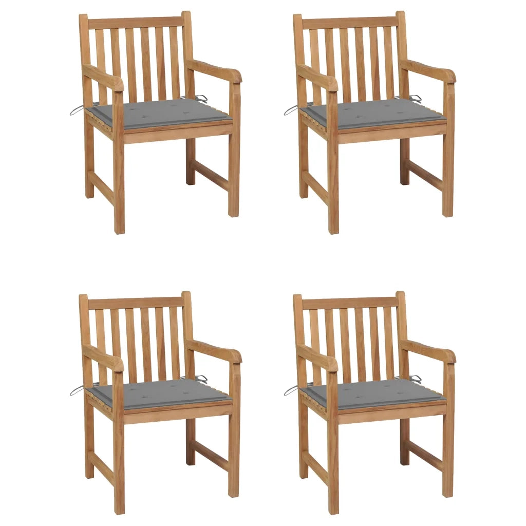 Sedie Giardino 4 pz con Cuscini Grigi in Massello di Teak cod mxl 17484