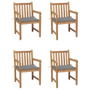 Sedie Giardino 4 pz con Cuscini Grigi in Massello di Teak cod mxl 17484