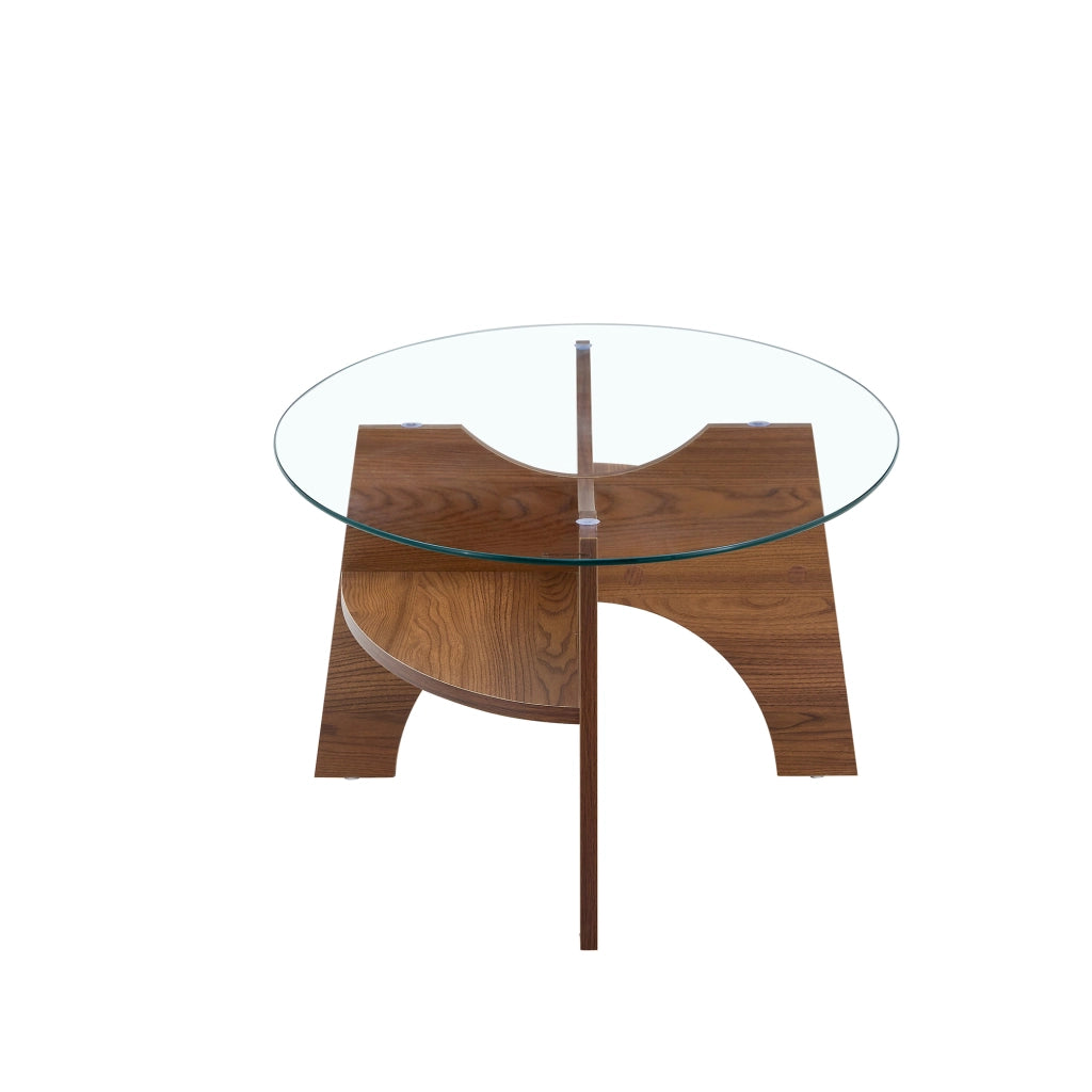 TAVOLINO DA CAFFÈ OVALE 104,9 x 60 cm Vetro Trasparente Noce