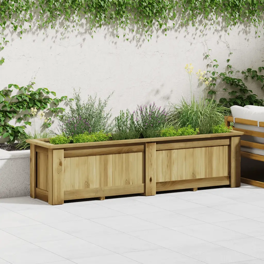 Fioriera | Cassetta per fiori | Vaso Rialzata 196x50x50 cm in Legno di Pino Impregnato