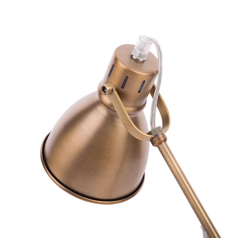 Lampada da Tavolo Lampada da Lettura a Braccio Orientabile in Metallo Ottone Paralume Rotondo Design Moderno