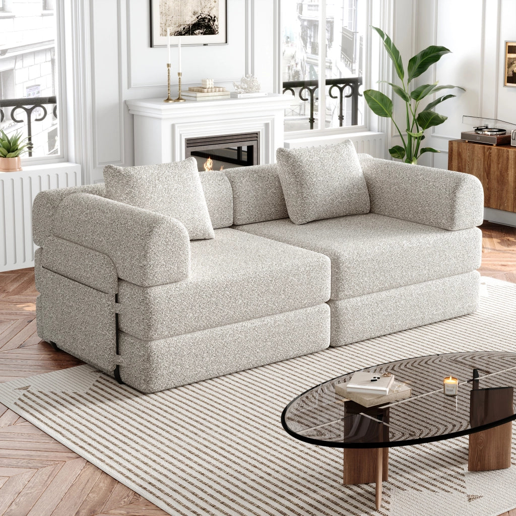 Fauteuil convertible in chenille con funzione letto e vano portaoggetti nel bracciolo e struttura in acciaio khaki