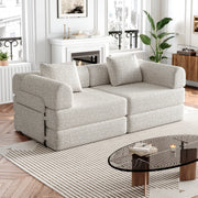 Fauteuil convertible in chenille con funzione letto e vano portaoggetti nel bracciolo e struttura in acciaio khaki