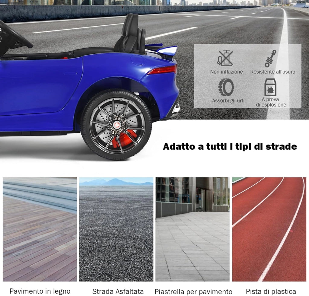 Jaguar Auto Elettrico 12 V per Bambini, Macchina Elettrica con Telecomando, con Luci Musica Storia, Avvio Lento, Velocità 3-5 km/h (Blu)