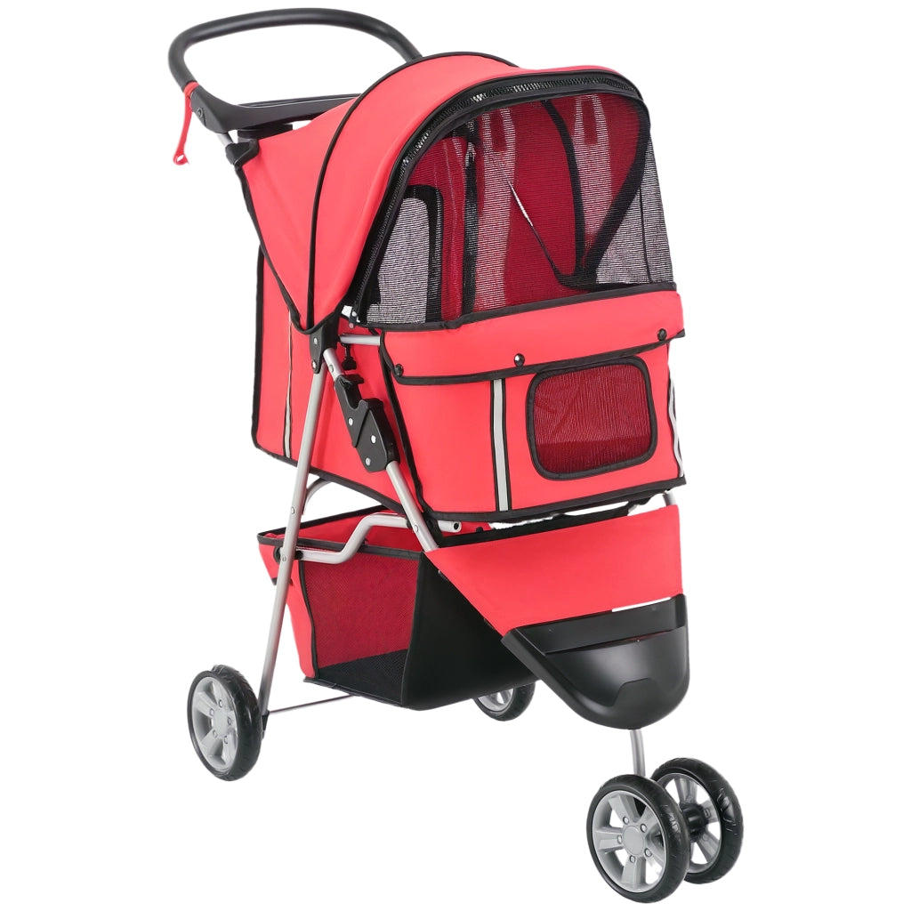 Carrello Pieghevole per Animali Domestici con Cuscino ¨C Minimal ¨C Rosso