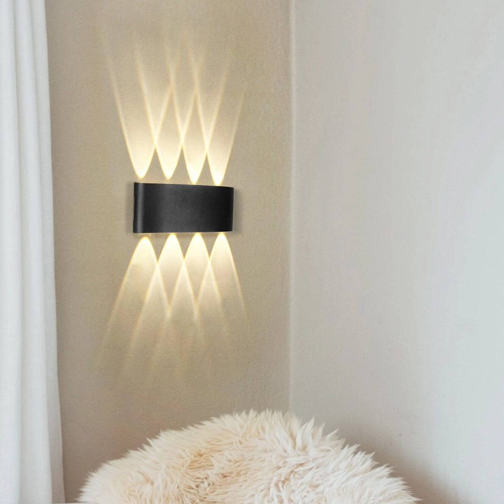 ZMH Lampada da parete a LED per interni set di 2 lampade da parete per esterni nere up down applique da esterno 7W IP65