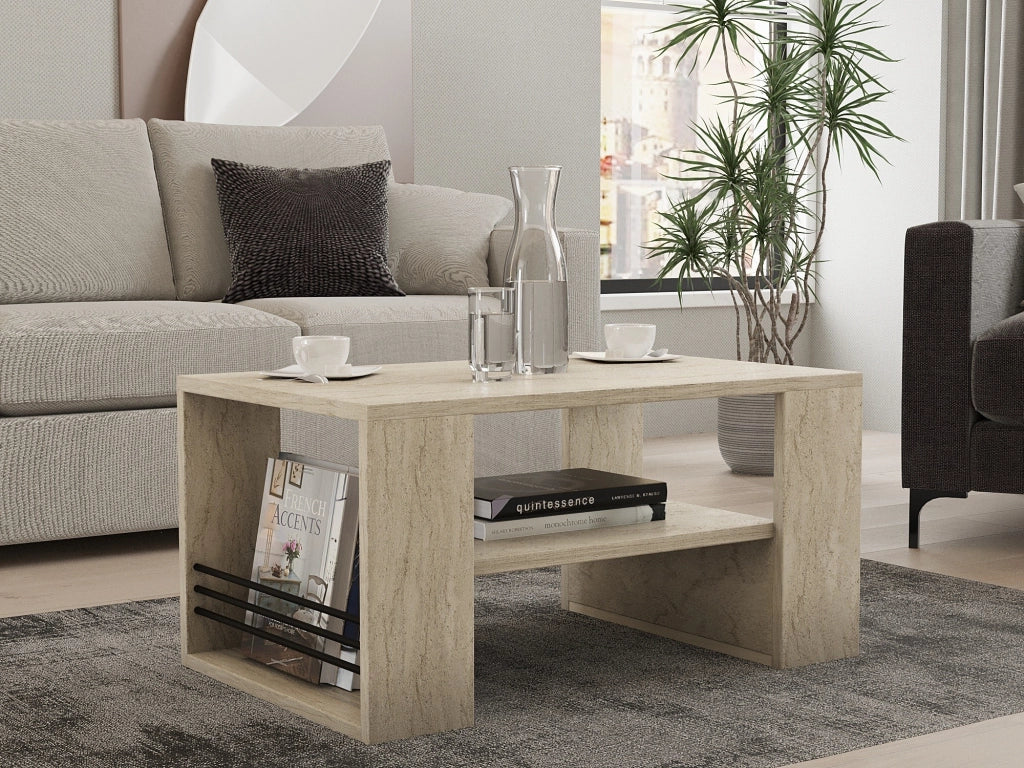 Tavolino in legno "Iris" - 80 x 50 x 40 cm - Travertino
