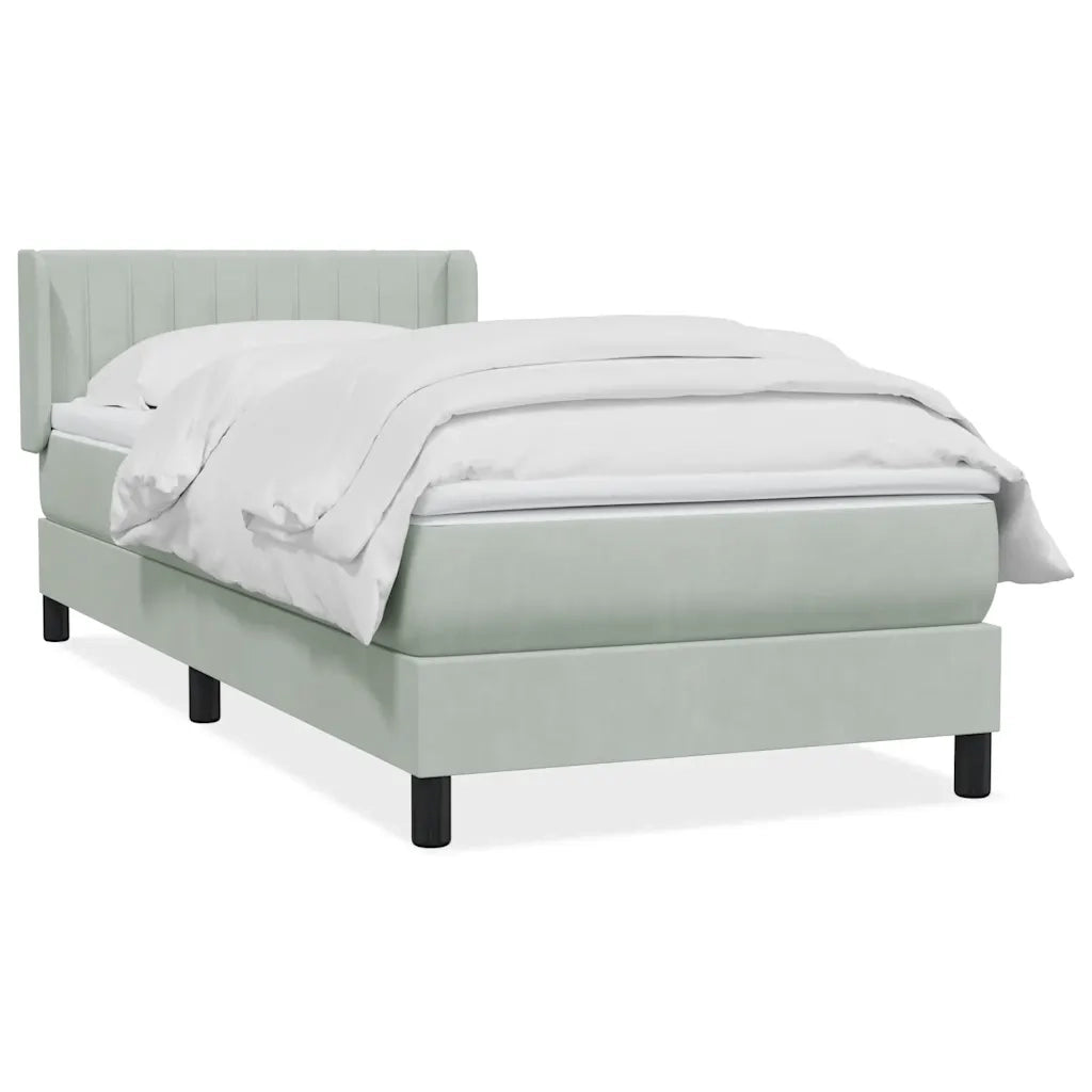 Giroletto a Molle con Materasso Grigio Chiaro 80x220 cm Velluto
