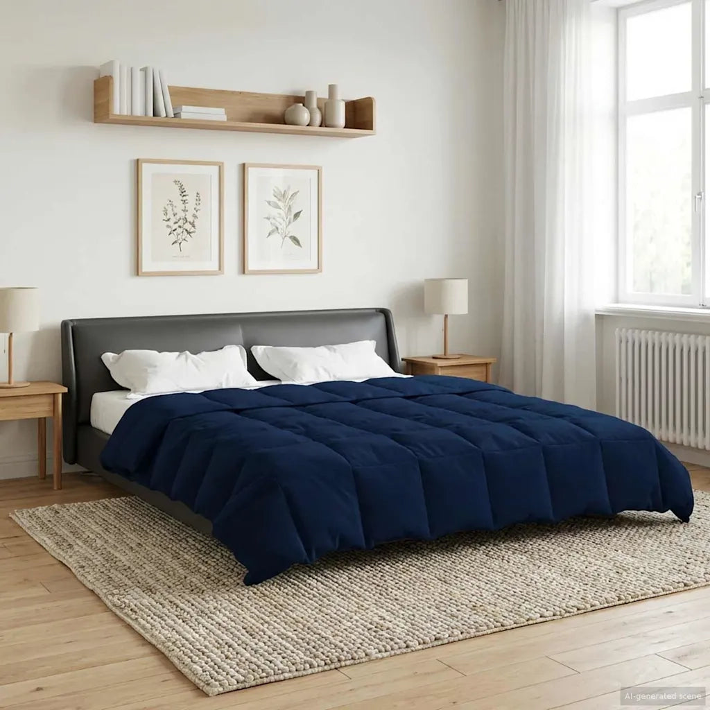 Duvet Estivo Trapuntato Blu Scuro 220 x 240 cm Microfibra 42025974