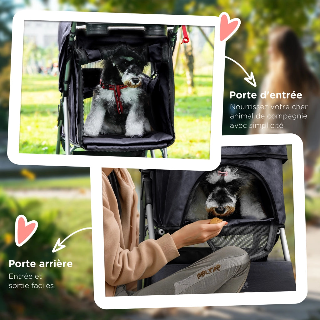 Carrello per cani pieghevole impermeabile ¨C zephmum ¨C nero 75x46x94 cm