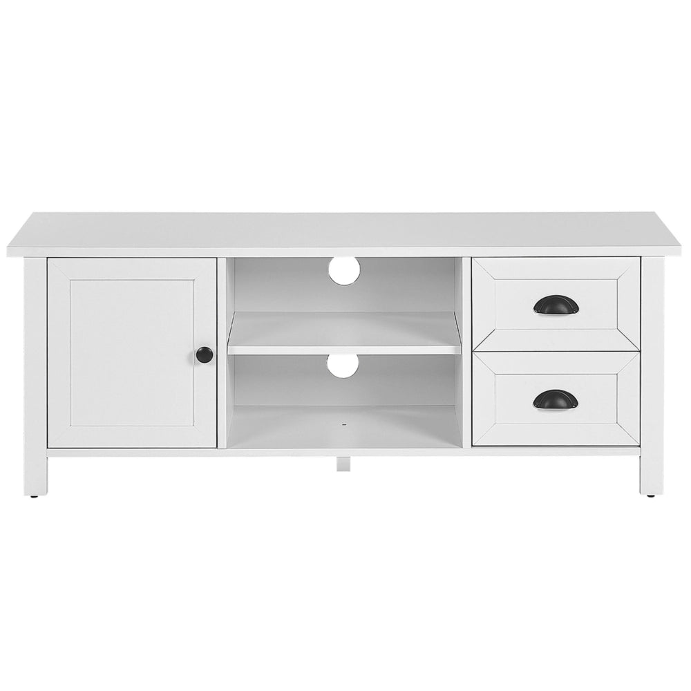 Mobile TV Bianco per TV Fino a 54ʺ Cassettiera Stile Rustico Scaffali Gestione Cavi Soggiorno