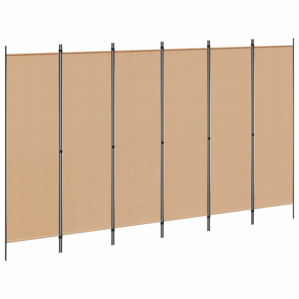 Divisore per Stanza a 6 Pannelli Beige 300 x 180 cm Tessuto 42039196