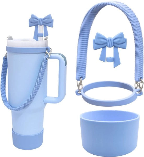 Accessorio combinato per Stanley waterfles, composto da becherino in silicone, cinghia, cordino, set di doppi e accessori.