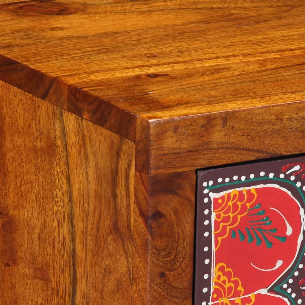 Comodini 2 pz-Set di 2 Tavolino da notte 35x35x45 cm in Legno Massello di Acacia