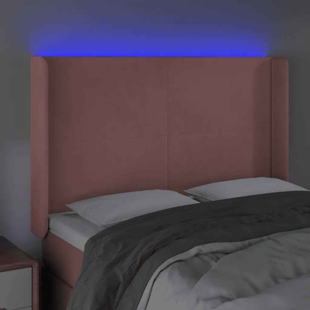 Testiera a LED rosa 147x16x118/128 cm in Velluto 3123821