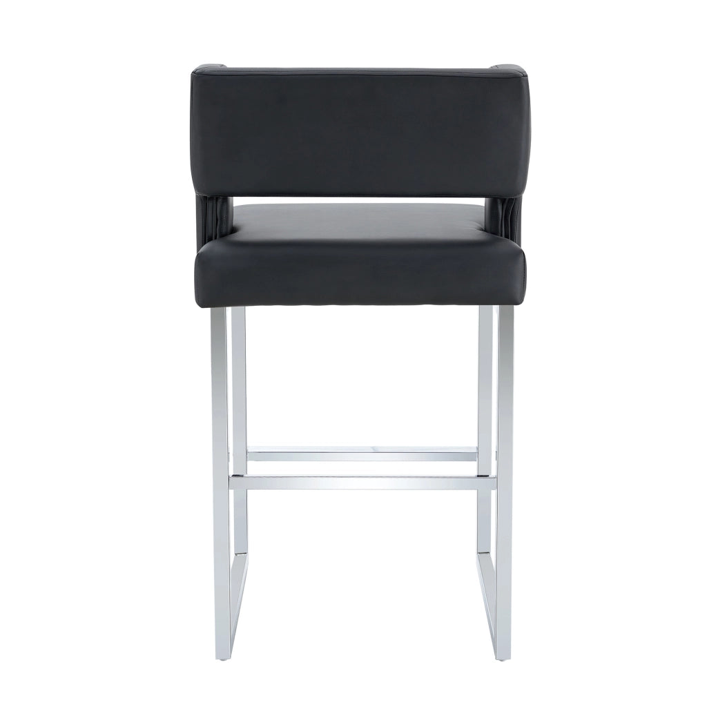 Set di 2 sgabelli da bar in stile nordico, seduta quadrata imbottita, nero e argento