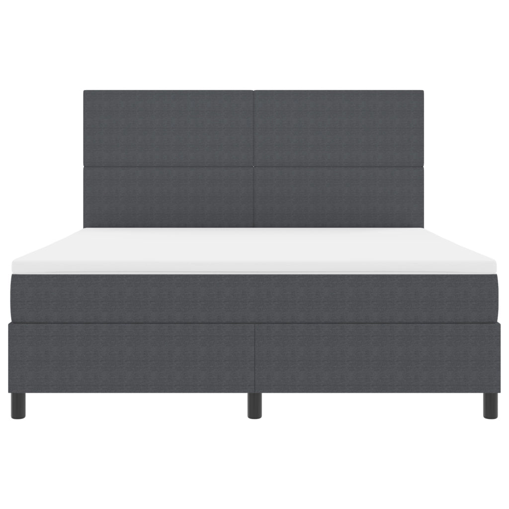 Letto con Rete a Molle con Materasso Grigio Scuro in Tessuto di Corduroy