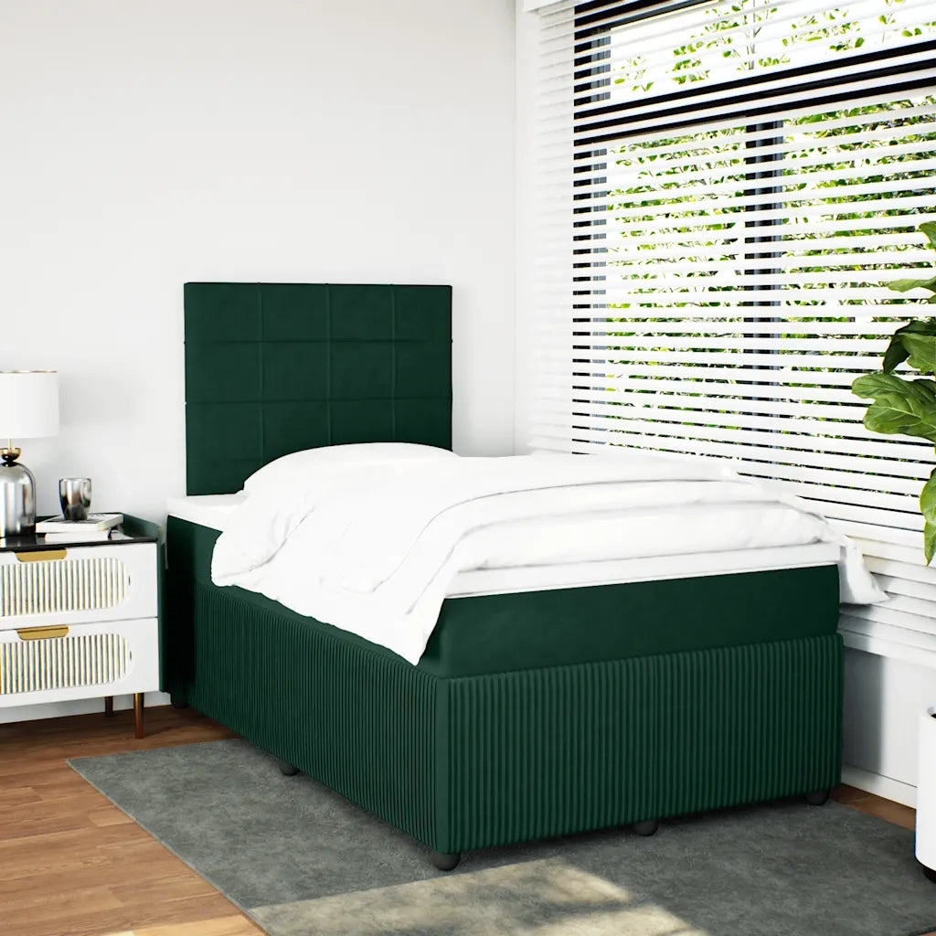 Giroletto a Molle con Materasso Verde Scuro 120x200 cm Velluto