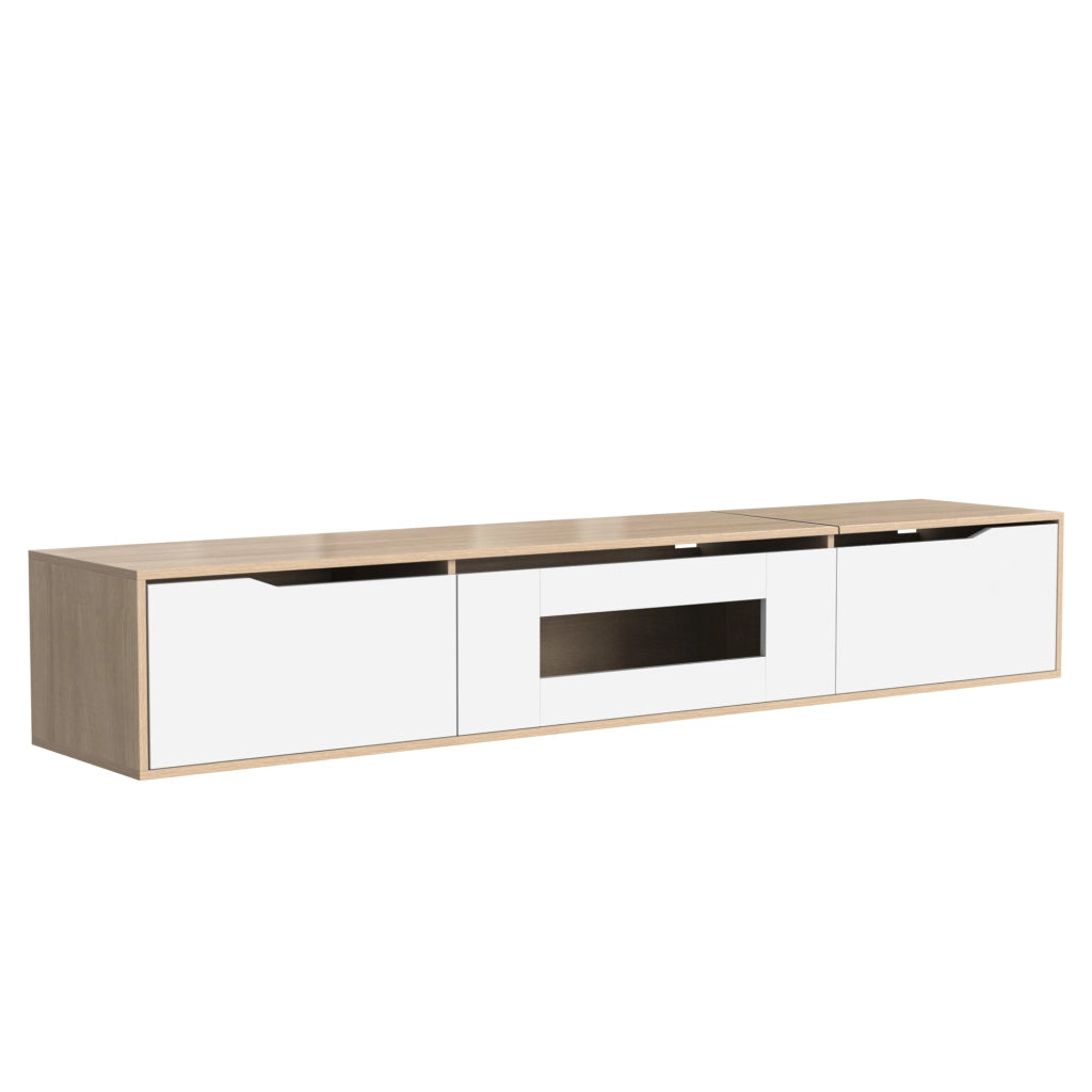 Mobile TV 180x35x30 cm; illuminazione LED a 16 colori; pannello truciolare; bianco