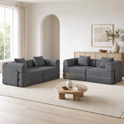 DIVANO LETTO 1 posto in Chenille Grigio con vano nel bracciolo