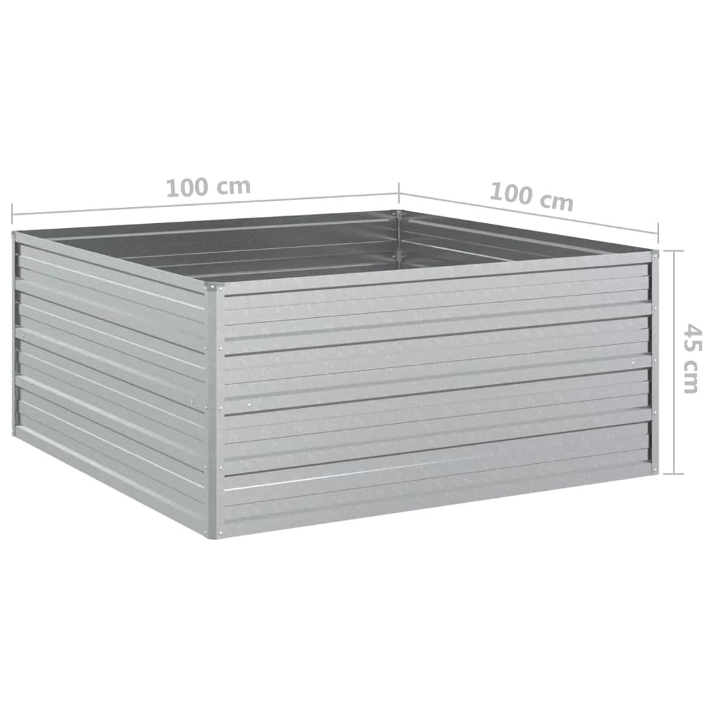 Fioriera rialzata per piante fiori patio giardino 100 x 100 x 45 cm acciaio zincato argento 02_0039293