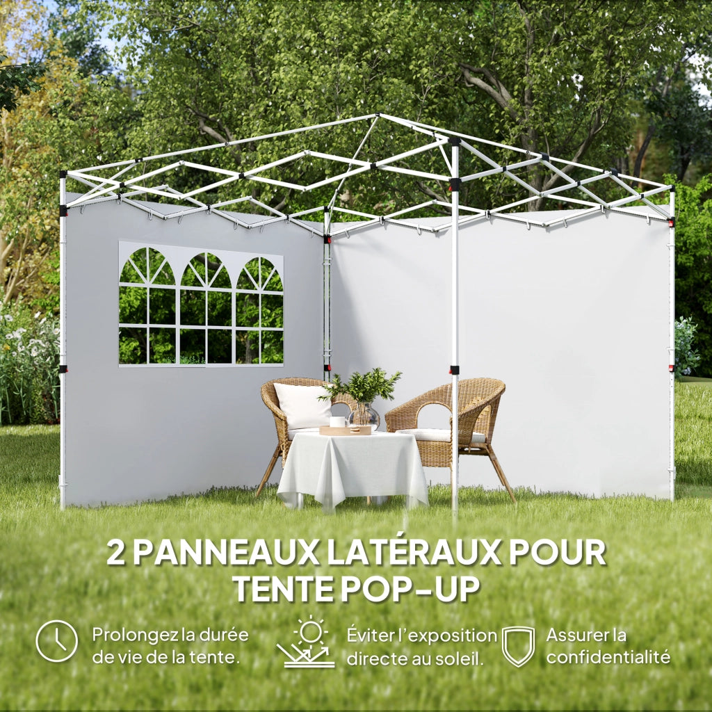 Pannelli laterali per gazebo 3x3 m con finestra ¨C zephmum ¨C Tessuto Oxford bianco, 2 pezzi