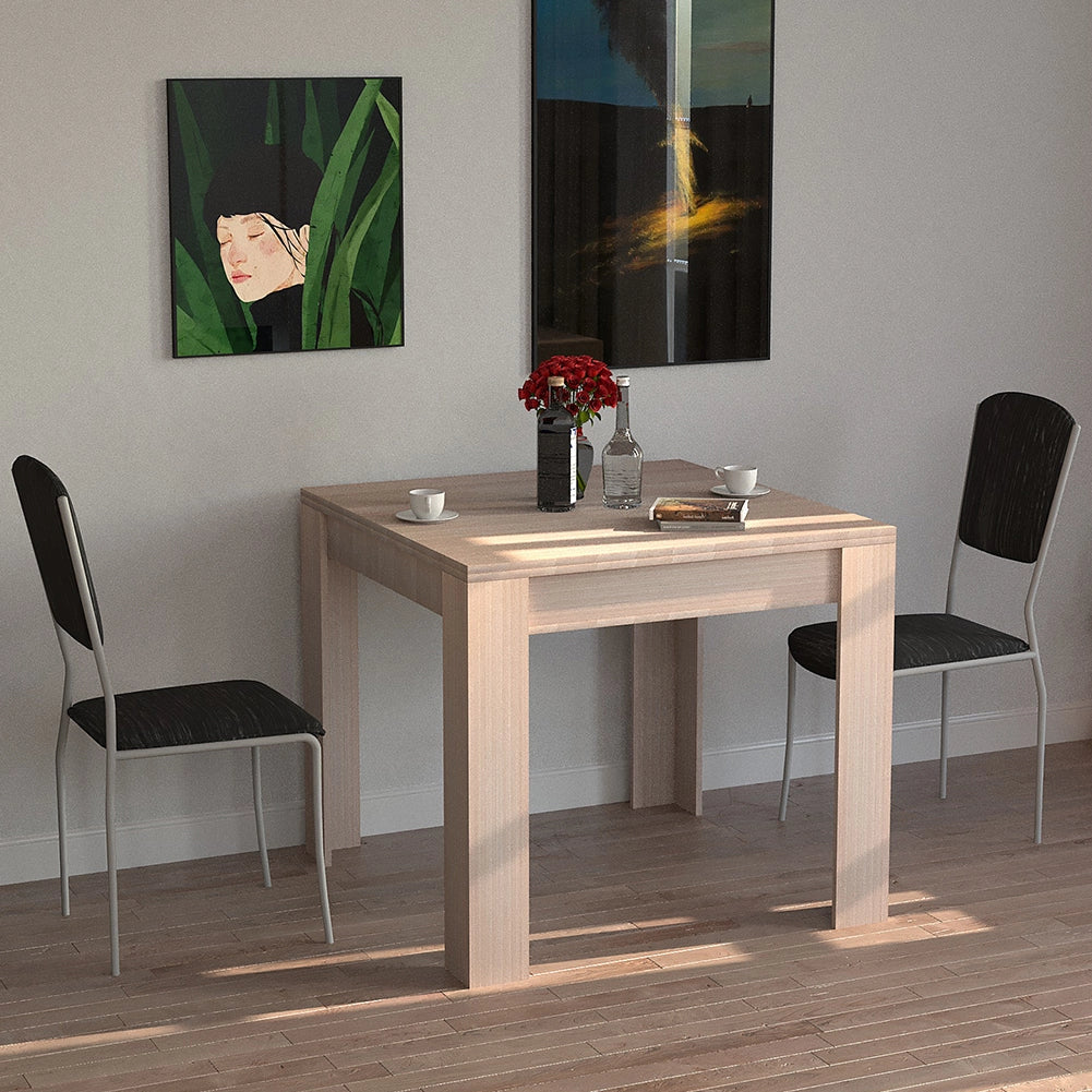 Tavolo da Pranzo Quadrato Allungabile 90x90 in Legno Tortora Apertura a Libro