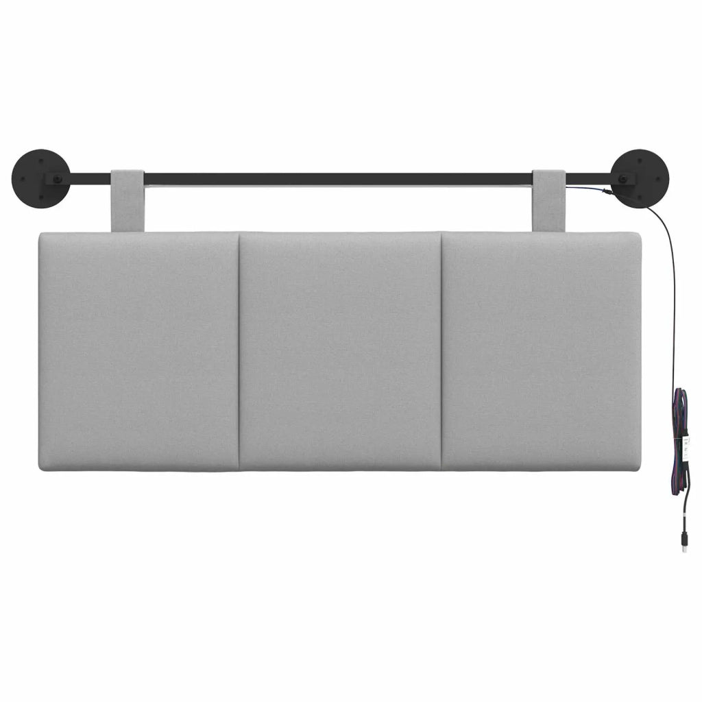 Testiera sospesa Con luce LED Grigio Nuvola Tessuto 3424762