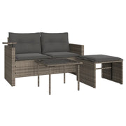 Set Divani da Giardino 3 pz | Set Salotto da Giardino con Cuscini Grigio in Polyrattan