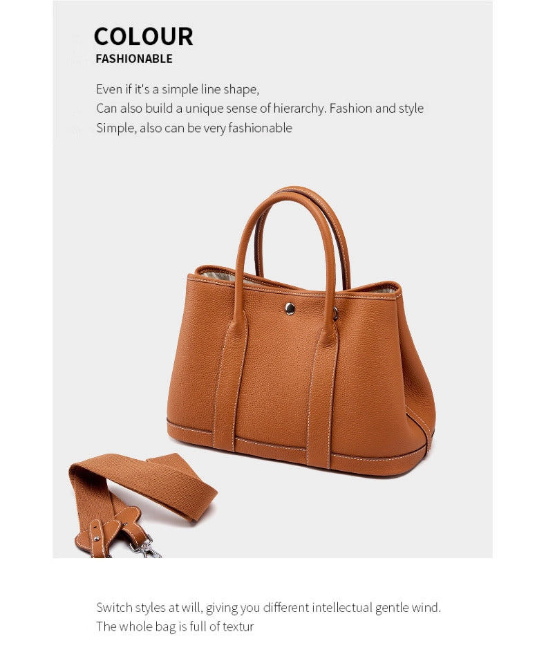 Borsa a mano da donna in vera pelle marrone