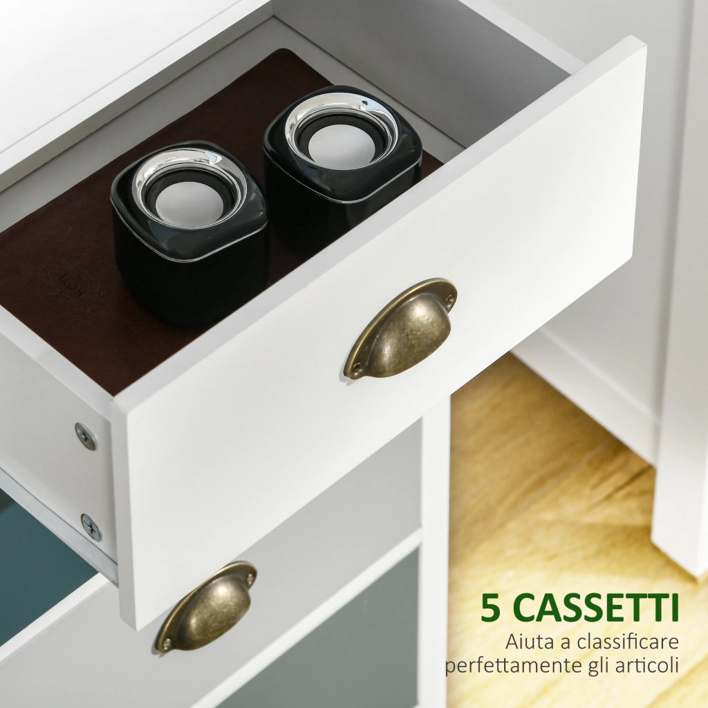 Cassettiera 5 Cassetti Multicolore ¨C Zephmum ¨C Blu Legno MDF 60x40x