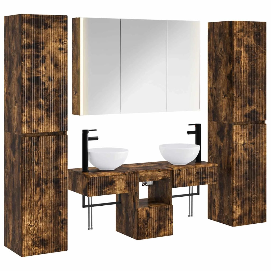 Set di mobili per il bagno 6 pcs Rovere Fumo 3407187