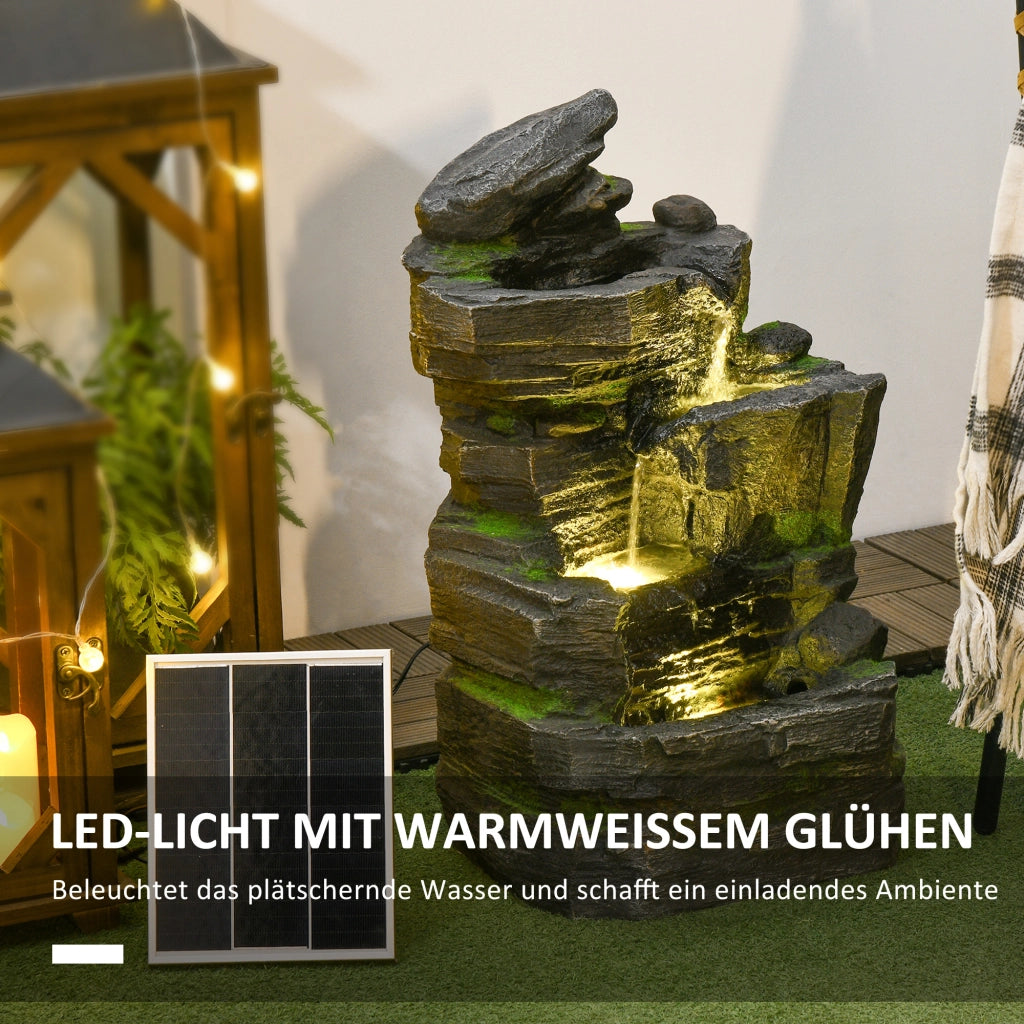 Fontana da Giardino ¨C zephmum ¨C Effetto Pietra 4 Livelli LED a Energia Solare 57cm Resina