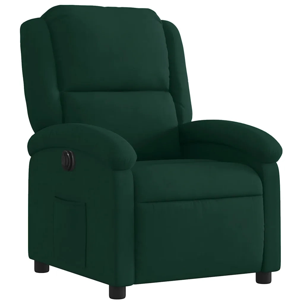 Poltrona Elettrica Reclinabile Verde Scuro in Vera Pelle