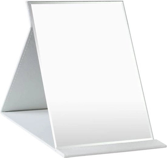 Specchio da viaggio pieghevole con fodero in pelle PU e supporto standard per trucco