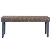 Panca 110 cm Grigia in Rattan Naturale Kubu e Massello di Mogano 285789