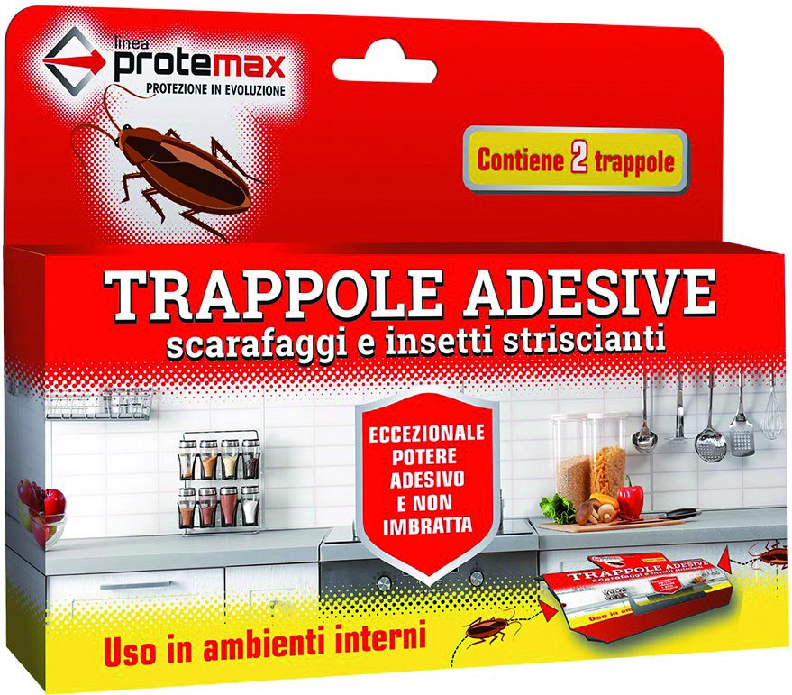 TRAPPOLA ADESIVA PER SCARAFAGGI ED INSETTI STRISCIANTI PZ 2  cm. 21x17