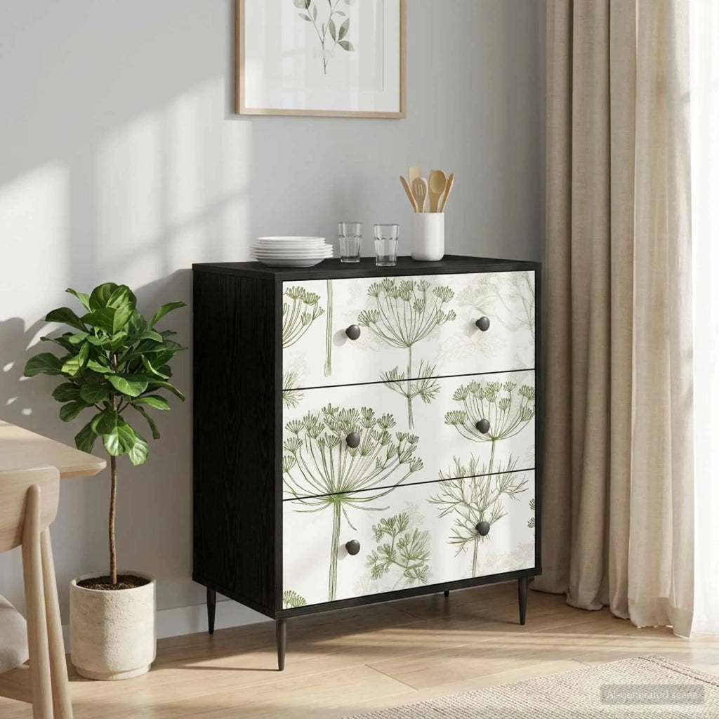 Cassettiera GOTHA Stampa di albero verde 66 x 36,5 x 76 cm 8007388