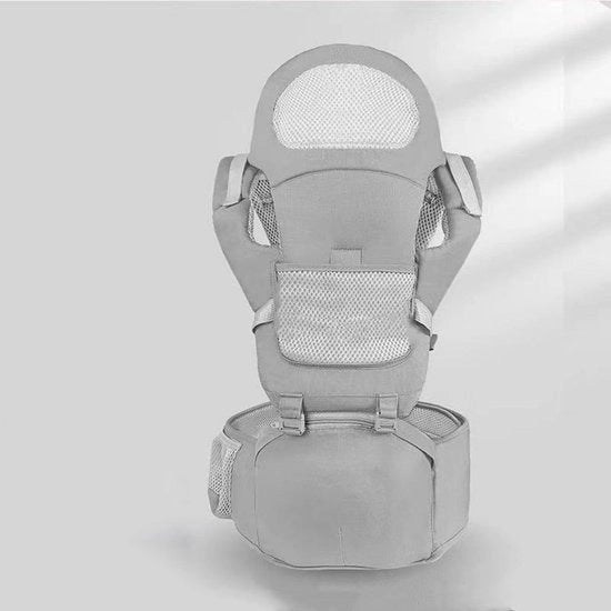 Draagzak per bambino, 6 in 1, con sedia per l'attaccatura delle anche, supporto lombare, ergonomico, regolabile e rimovibile, per passeggiate e shopping - grigio - 50cm