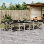 Set da Pranzo da Giardino 17pz con Cuscini Grigio in Polyrattan 3211607
