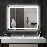Specchio Bagno 70x90 cm LED Touch con Luce Dimmerabile a 3 Temperature e Antiappannamento
